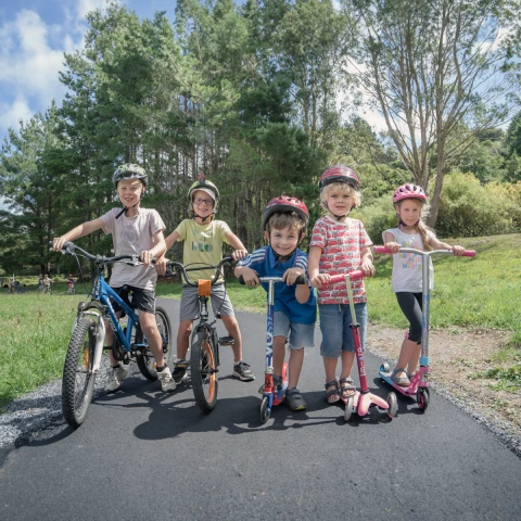 Kids on bikes and scooters
