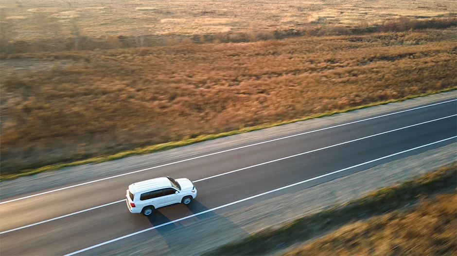EV driving on the road