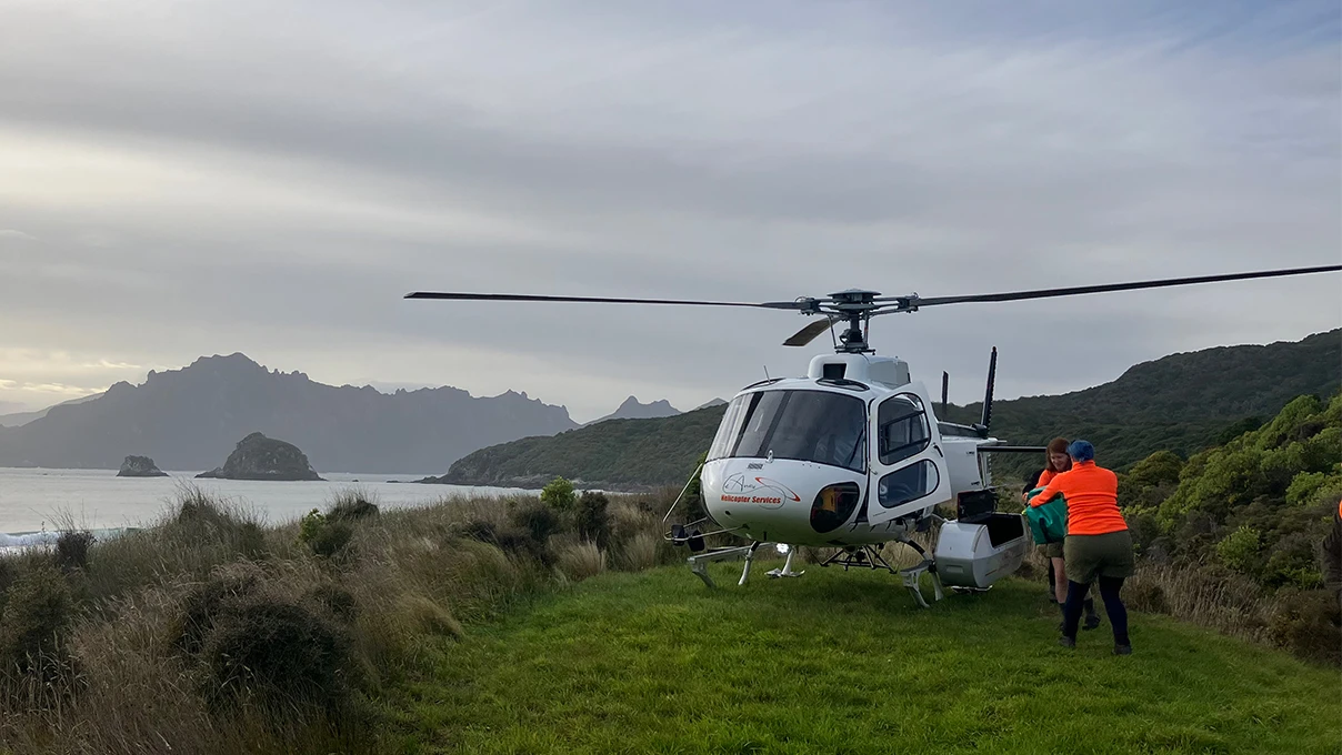 People boarding helicopter
