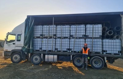 Man by a truck at Harapaki